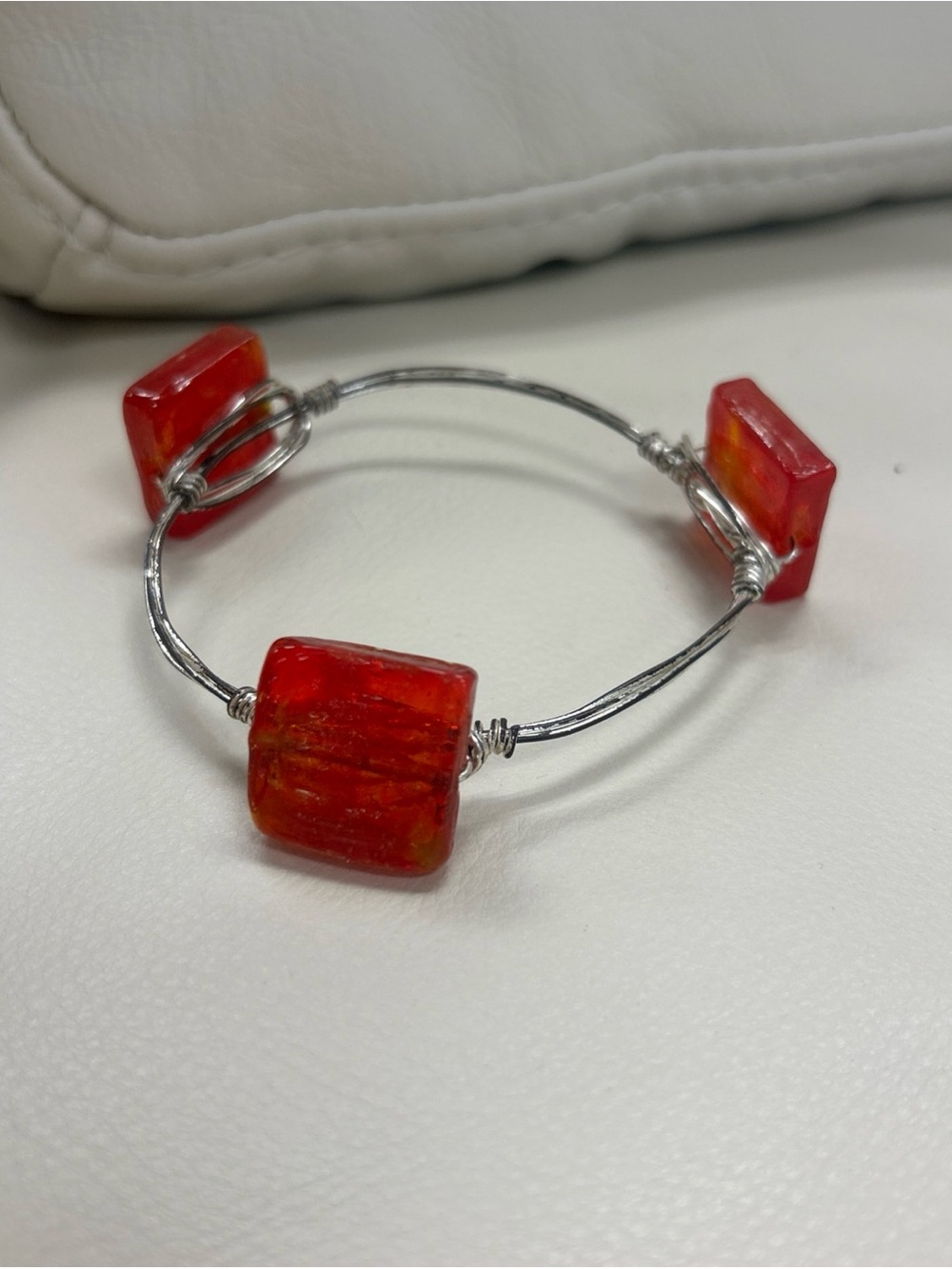 Realgar Red Crystal Wire Bangle Bracelet